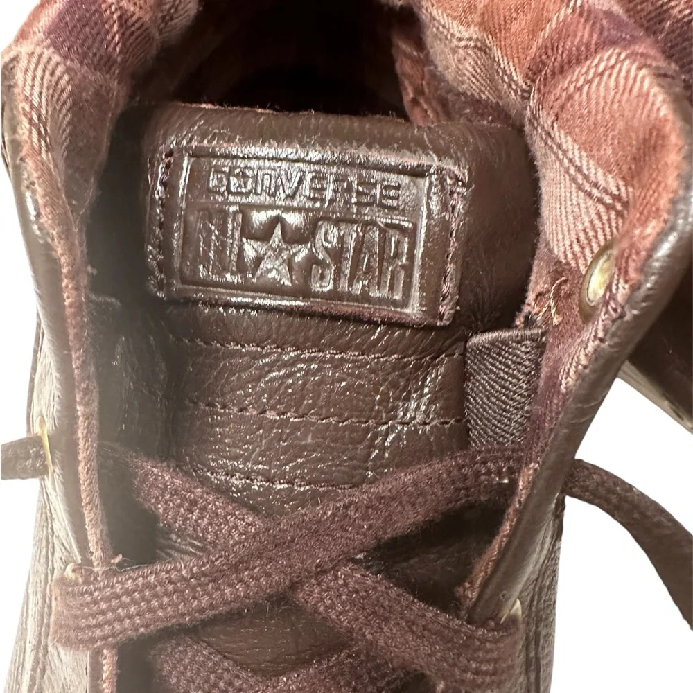 Converse Brown and White Leather Sneakers Size 10 - Picture 9 of 9